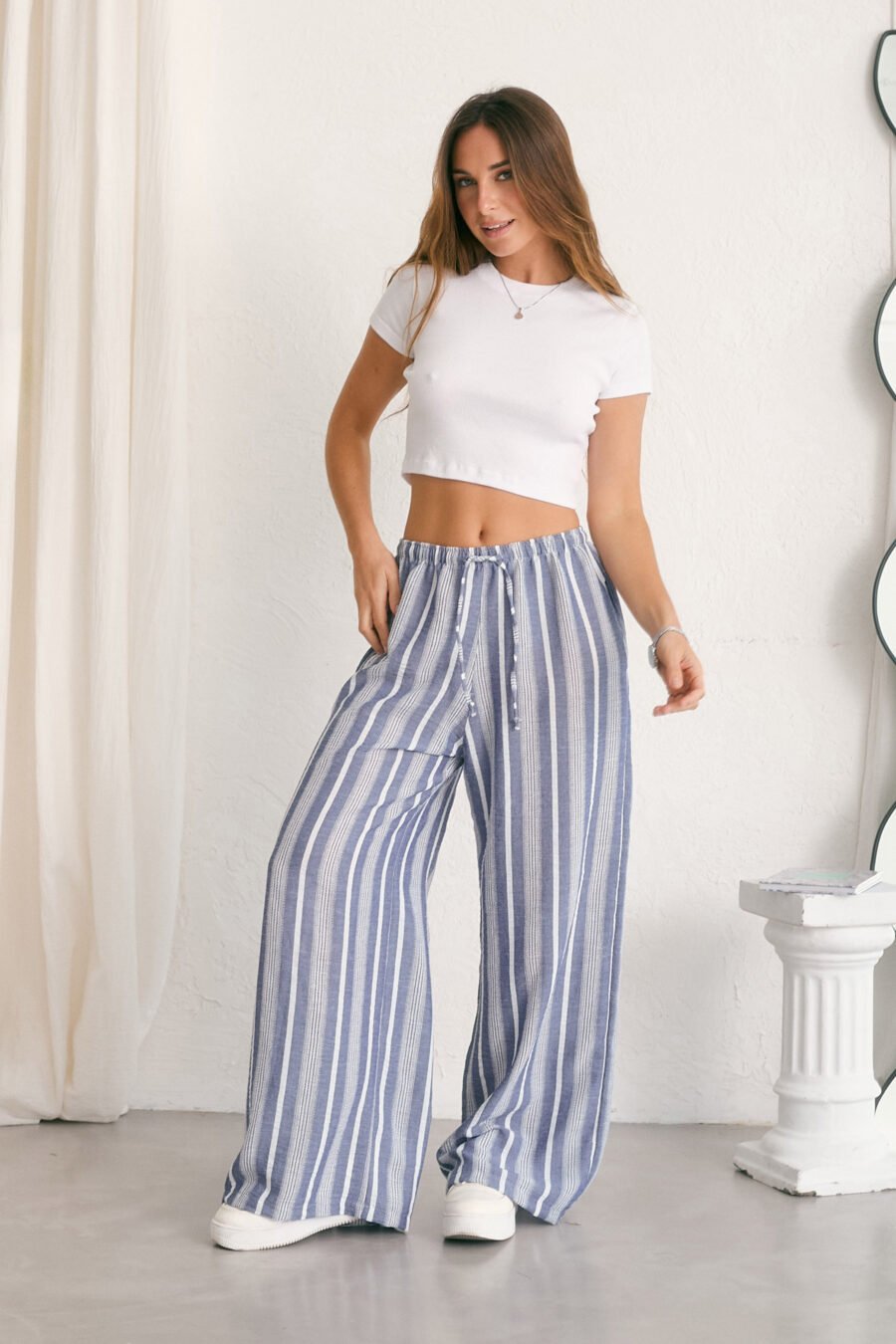 PALAZO HIDRA lino rayado